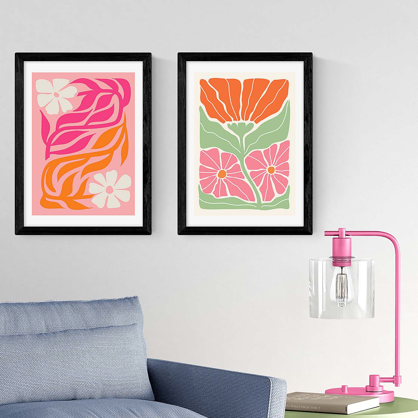 East End Prints Set of 2 Orange and Pink Botanicals by Luxe Poster Co Prints