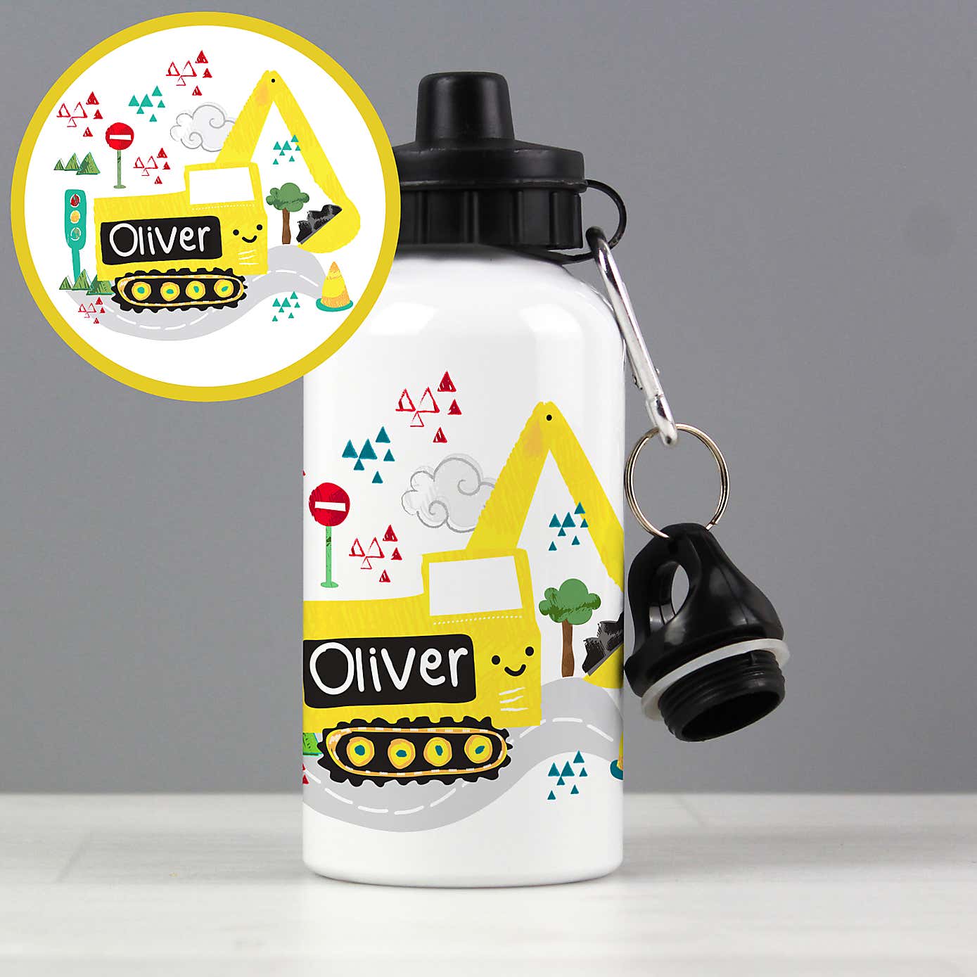 Personalised Digger Metal Drinks Bottle