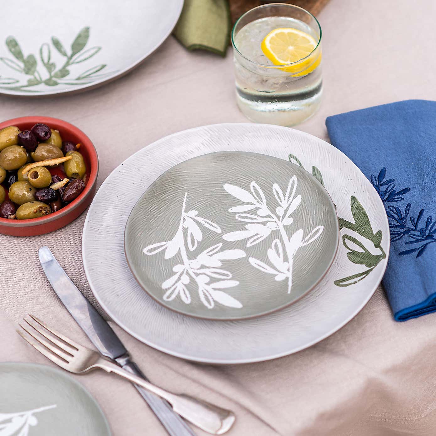 PurerHome x Eden Project Set of 4 Olives Stoneware Side Plates