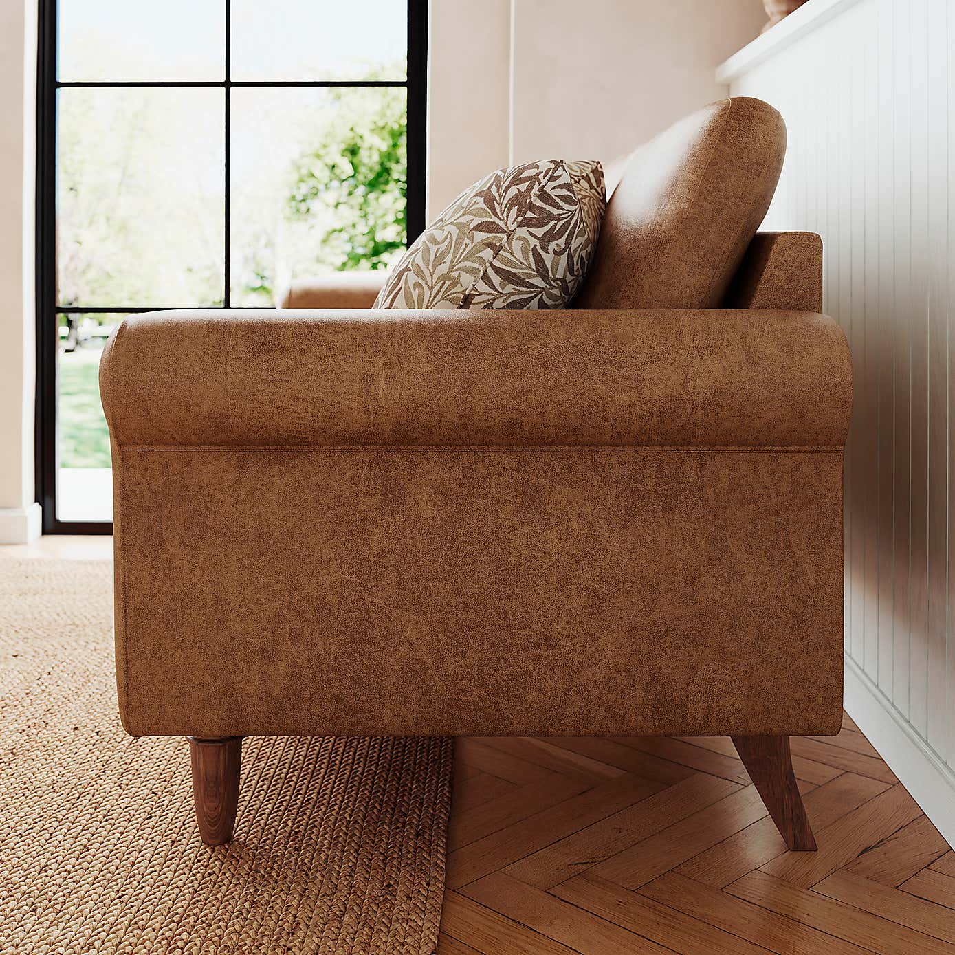 Maeve Compact Faux Leather 3 Seater Sofa