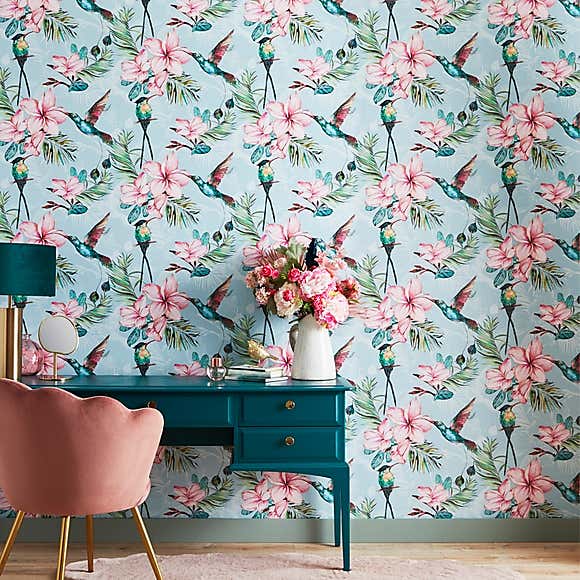 Paradise Luxe Light Blue Wallpaper