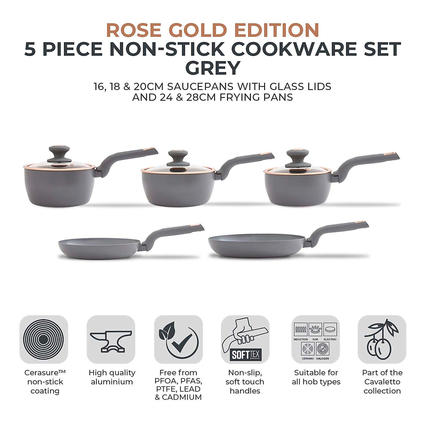 TOWER Cavaletto 5 Piece Pan Set