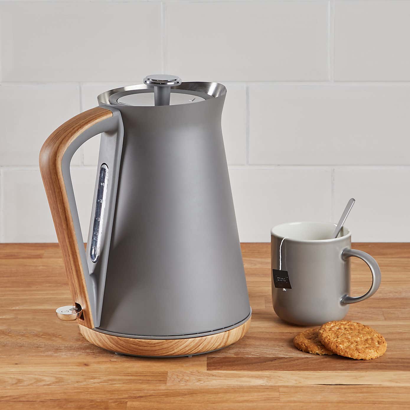 Contemporary Matt Grey Kettle and Toaster Set