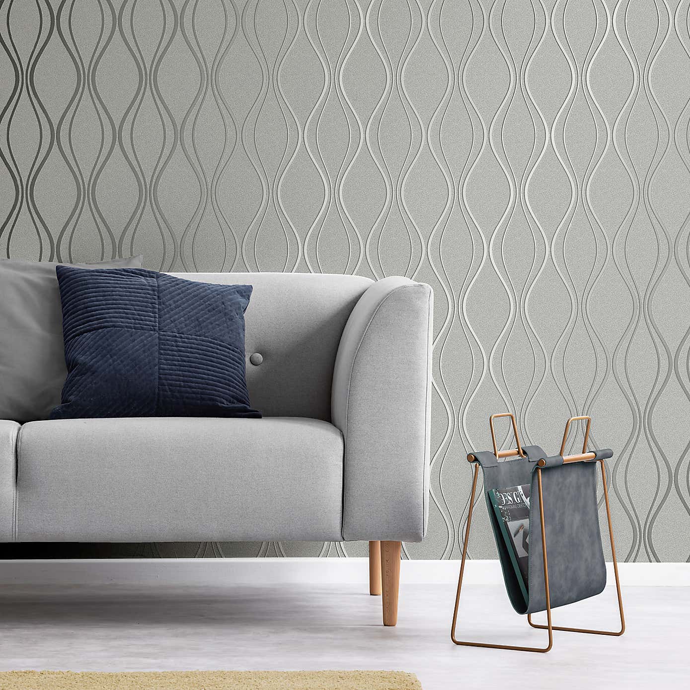Platinum Rosco Foil Wave Wallpaper