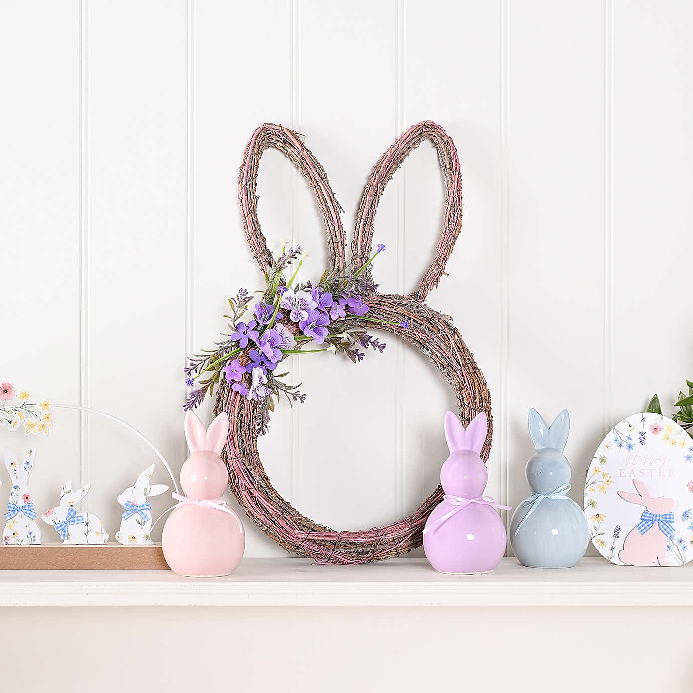 Eggs traordinary Gifting Company Set of 3 Ceramic Pastel Coloured Bunny Ornaments
