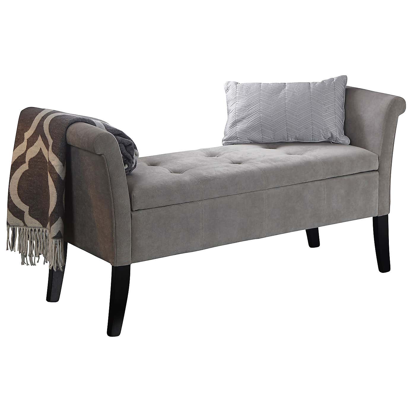 Balmoral Window Seat, Silver Chenille