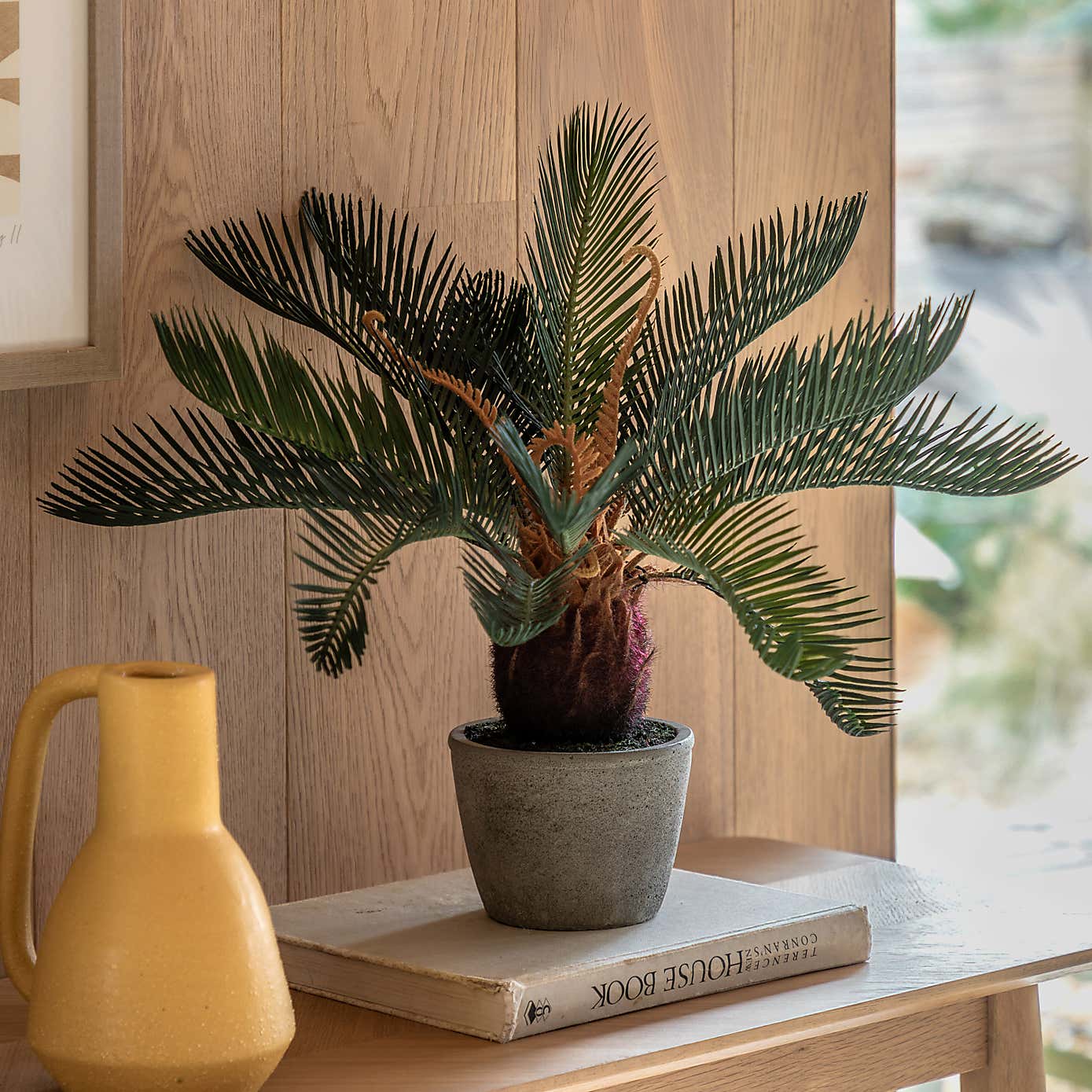 Artificial Wide Palm in Concrete Pot