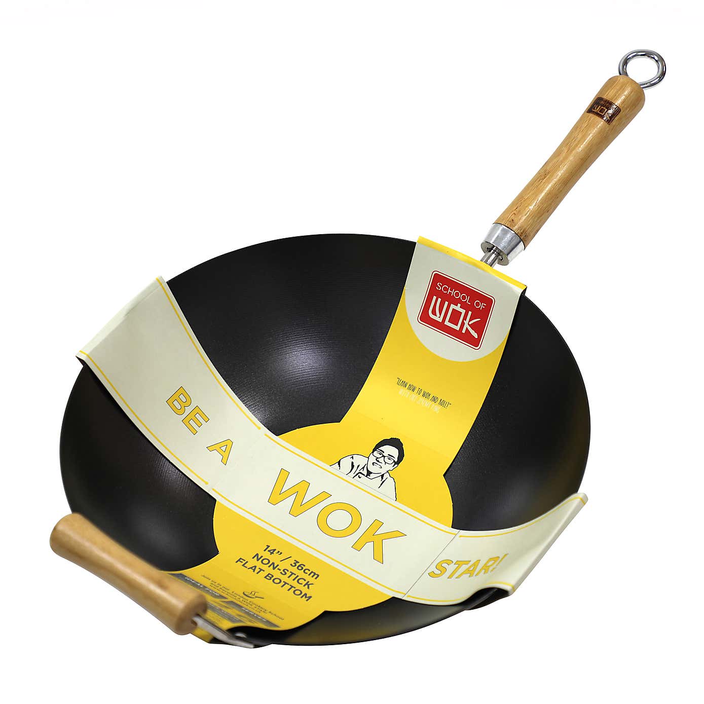 School of Wok 36cm Non Stick Carbon Steel Wok