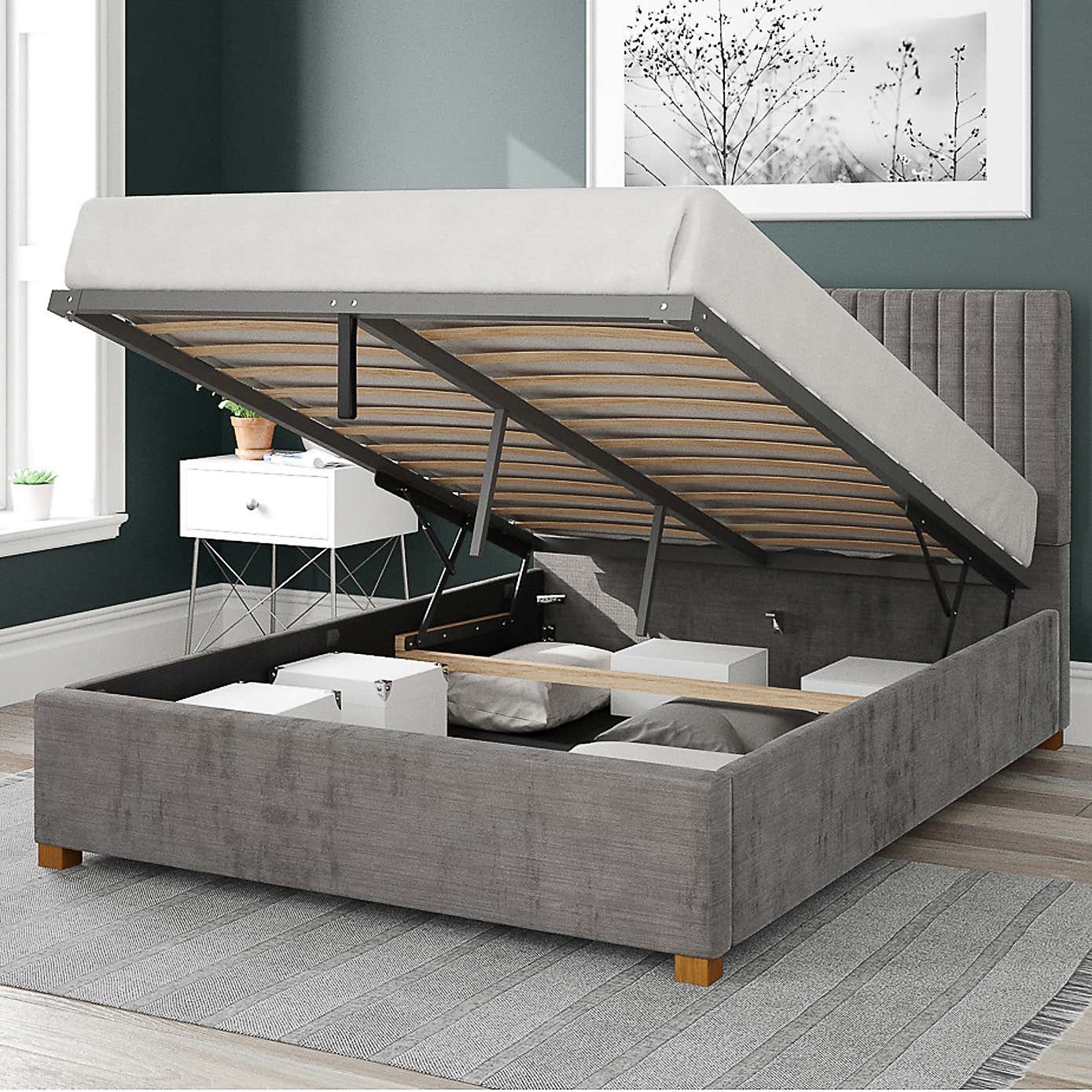 Grant Firenze Velour Ottoman Bed