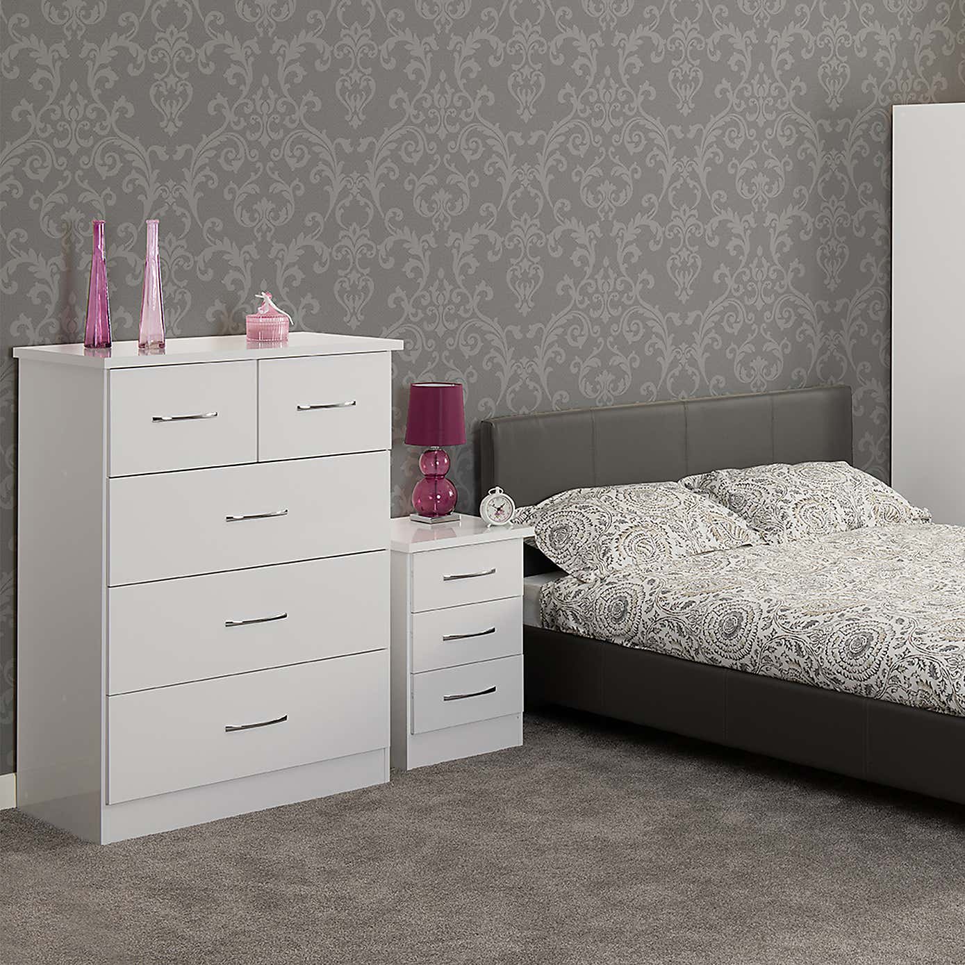 Nevada 3 Drawer Bedside Table
