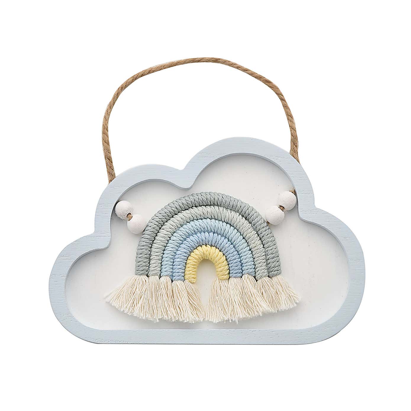 Petit Cheri Macrame Rainbow Wooden Cloud Wall Plaque