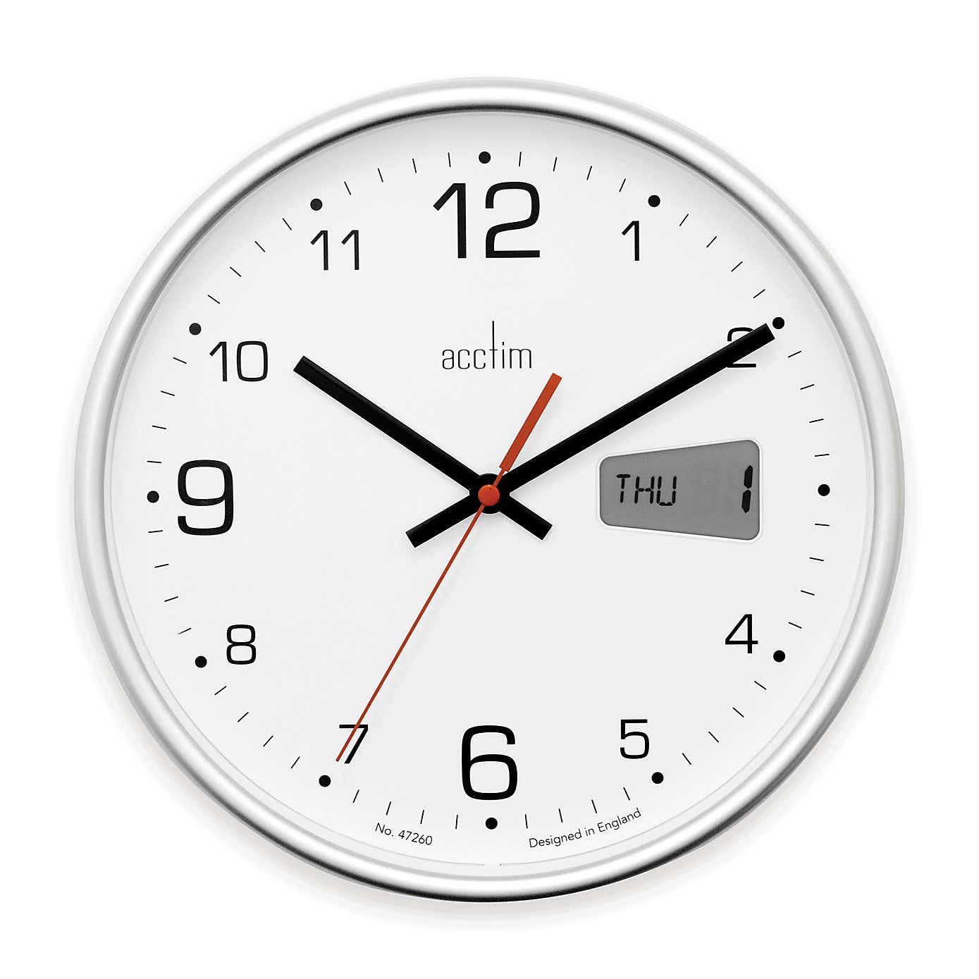 Acctim Kalendar Silver Wall Clock