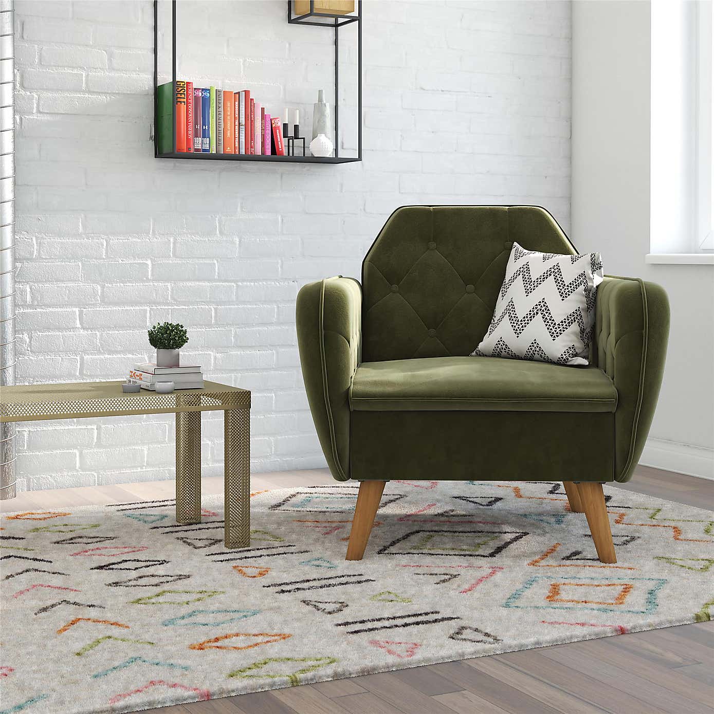 Teresa Velvet Button Detail Occasional Armchair