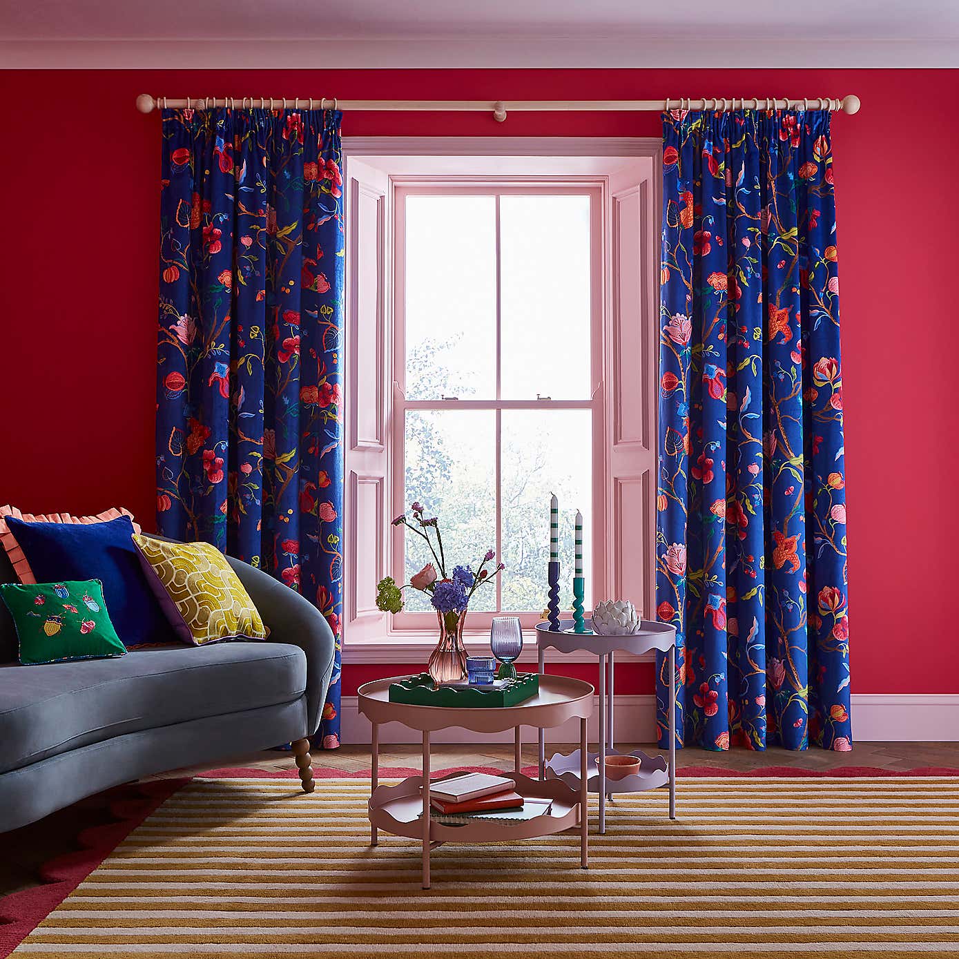Sophie Robinson Midnight Garden Pencil Pleat Single Curtain