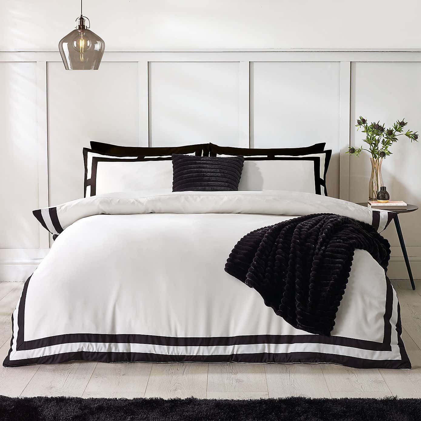 Catherine Lansfield So Soft Mono Panel Duvet Cover & Pillowcase Set