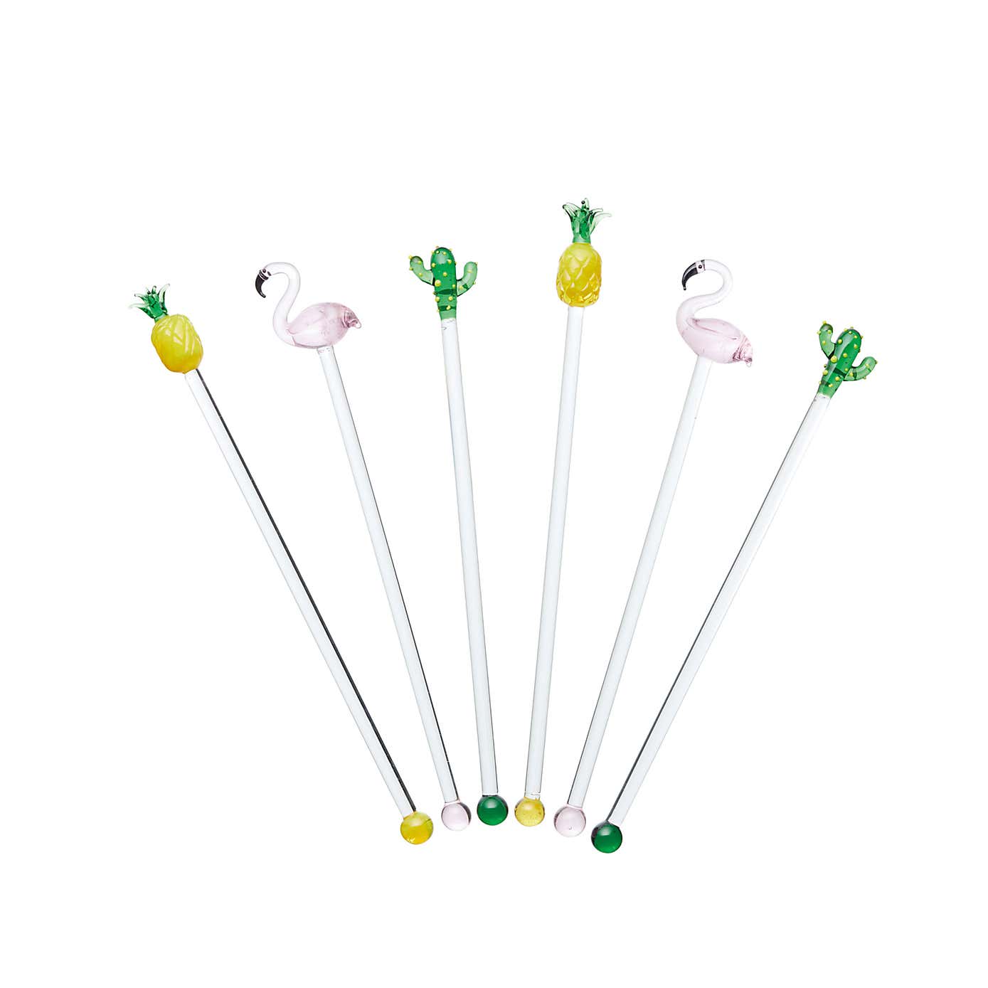 BarCraft Novelty Tropical Glass Cocktail Stirrers