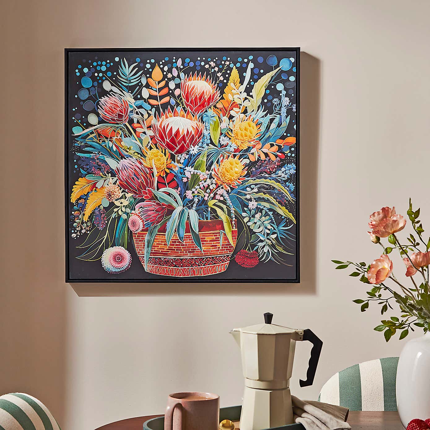 Midnight Flowers Hand Finished Framed Canvas