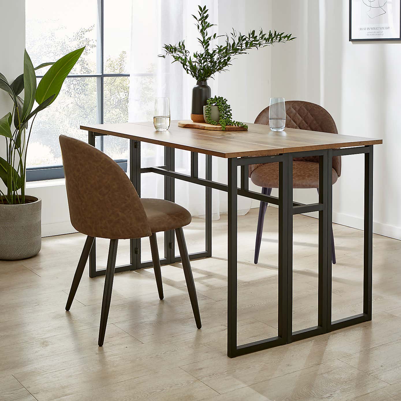 Fulton 4 Seater Console Dining Table, Pine Effect