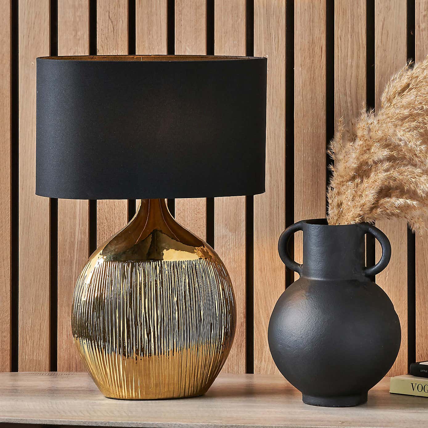 Gemini Gold Etched Ceramic Table Lamp