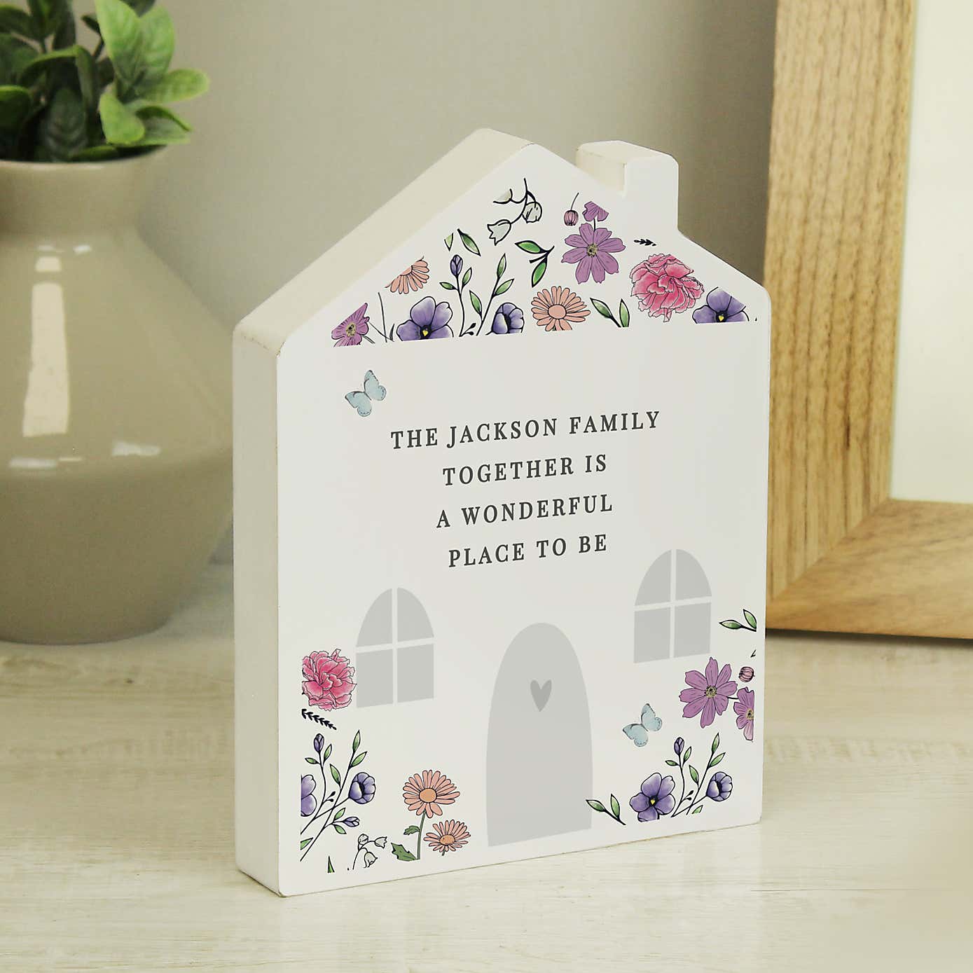 Personalised Wild Flowers Wooden House Ornament