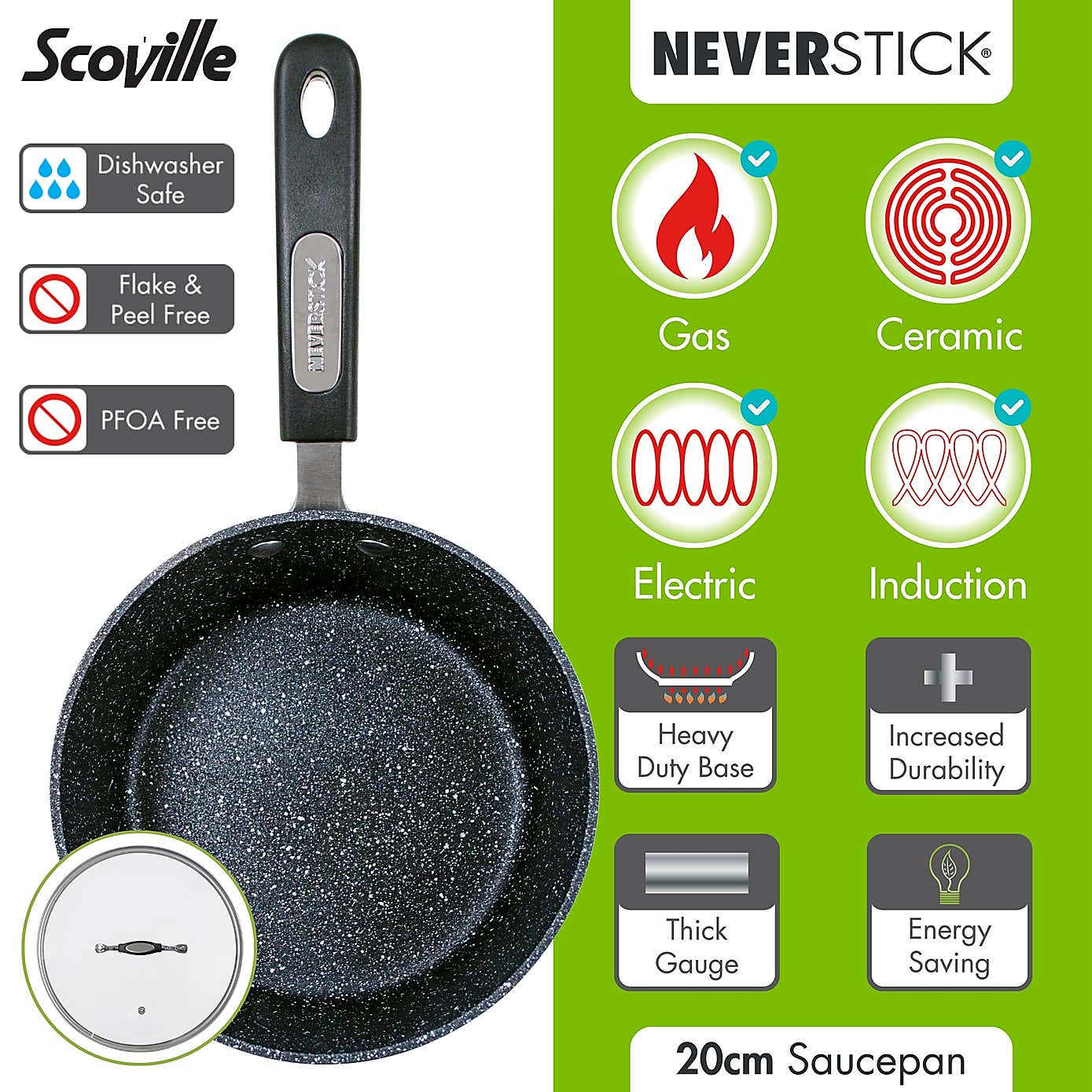 Scoville Neverstick Non-stick Aluminium Saucepan, 20cm