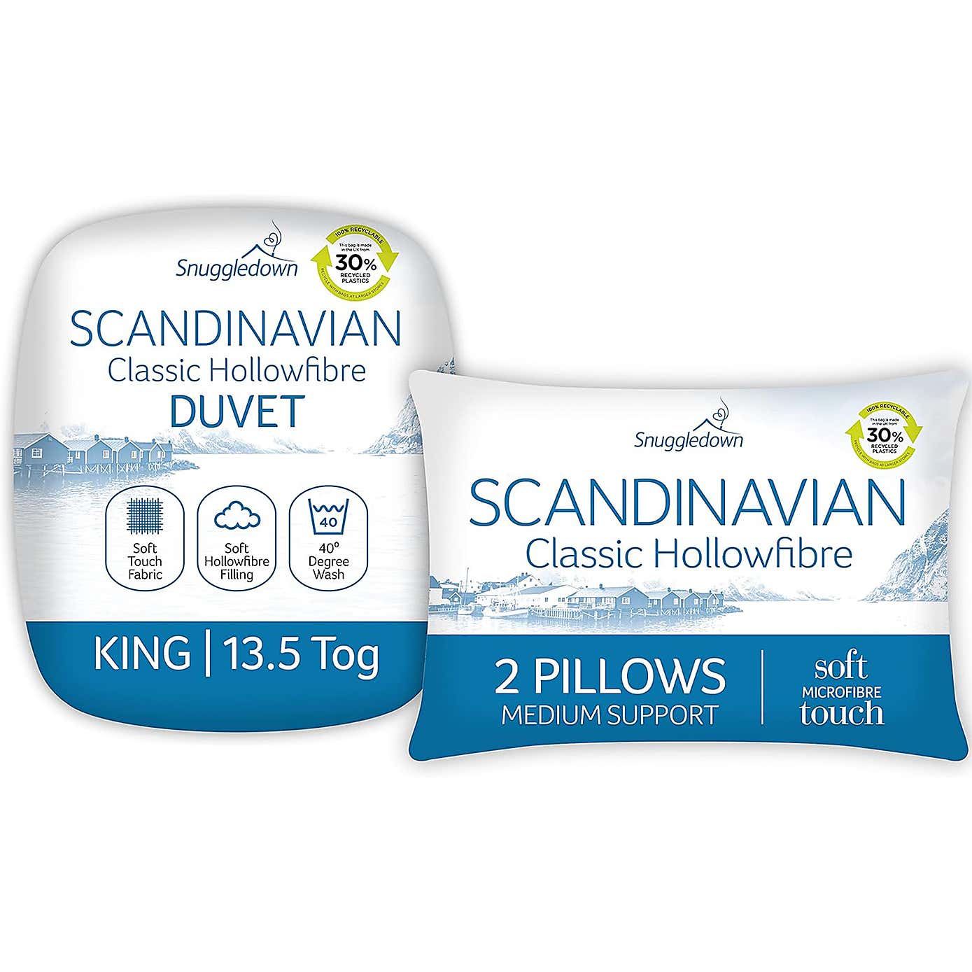 Snuggledown Scandinavian Hollowfibre 13.5 Tog Duvet and Pillow Set