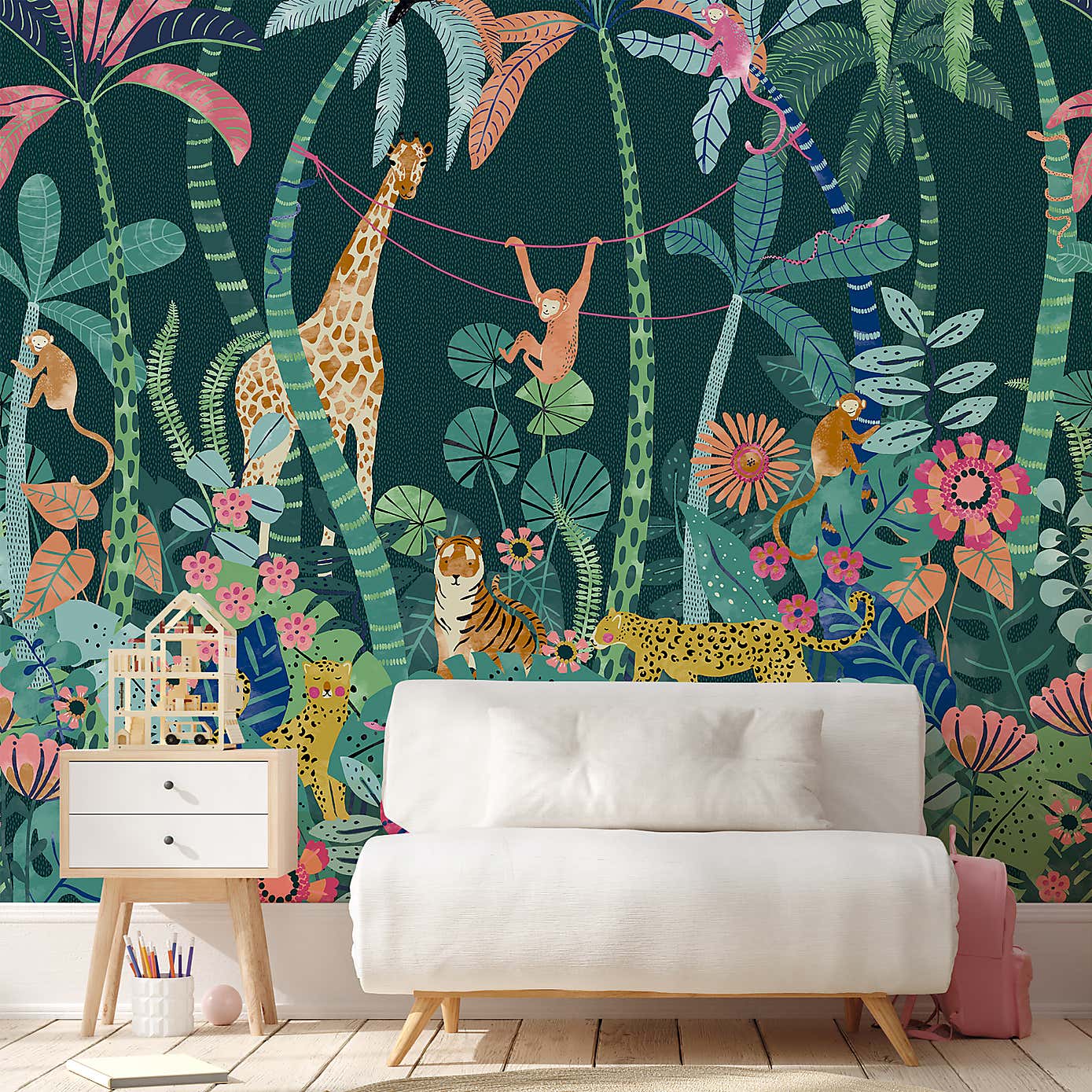 Equatorial Jungle Green Mural