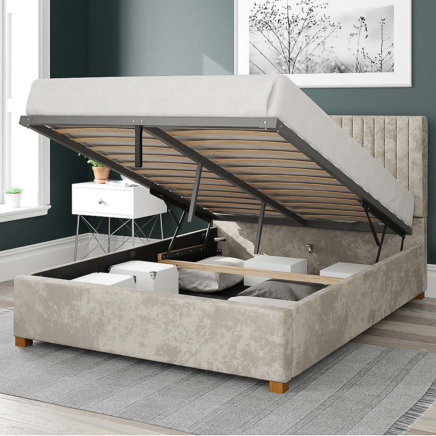 Grant Mirazzi Velvet Ottoman Bed