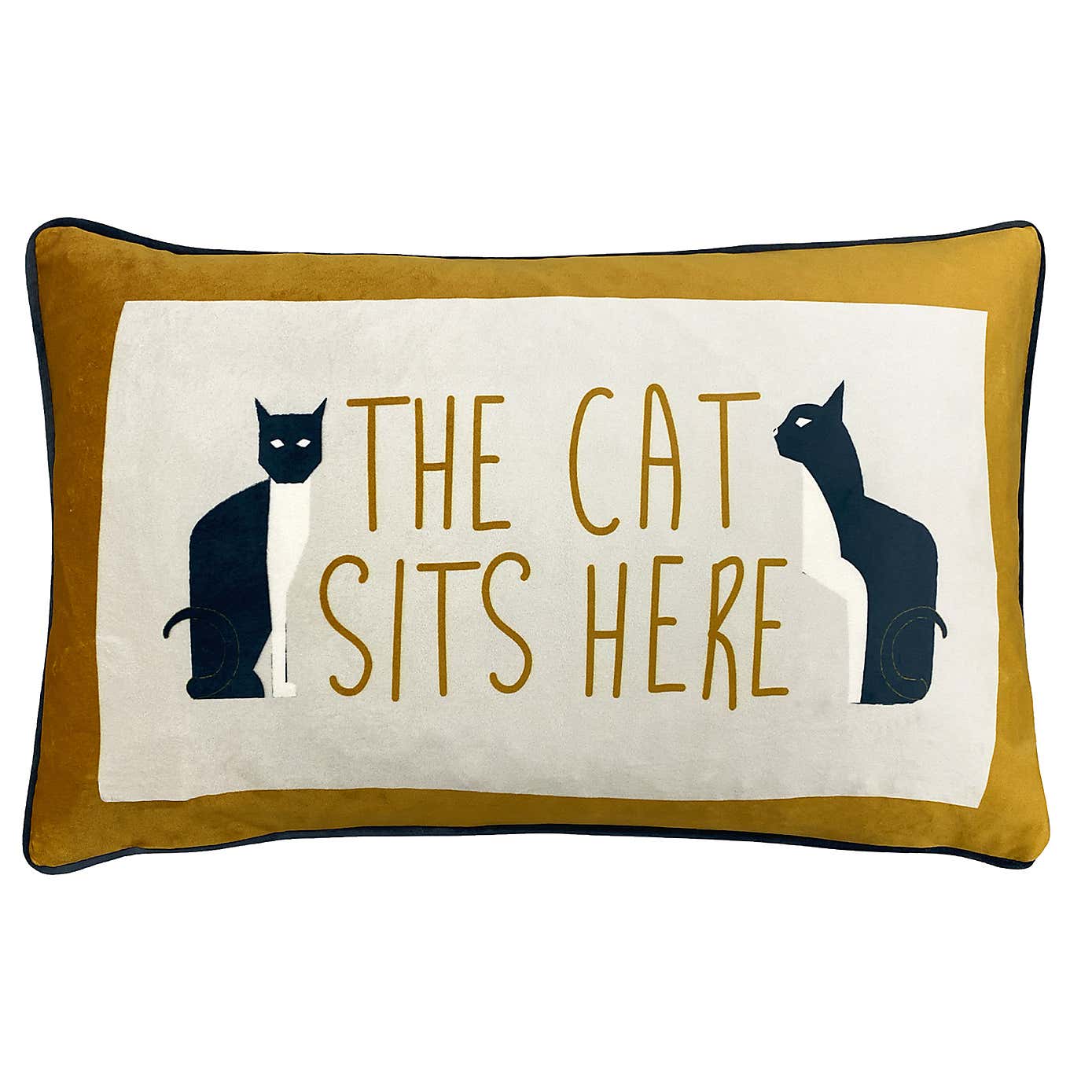 Kitta Sits Here Ochre Cushion