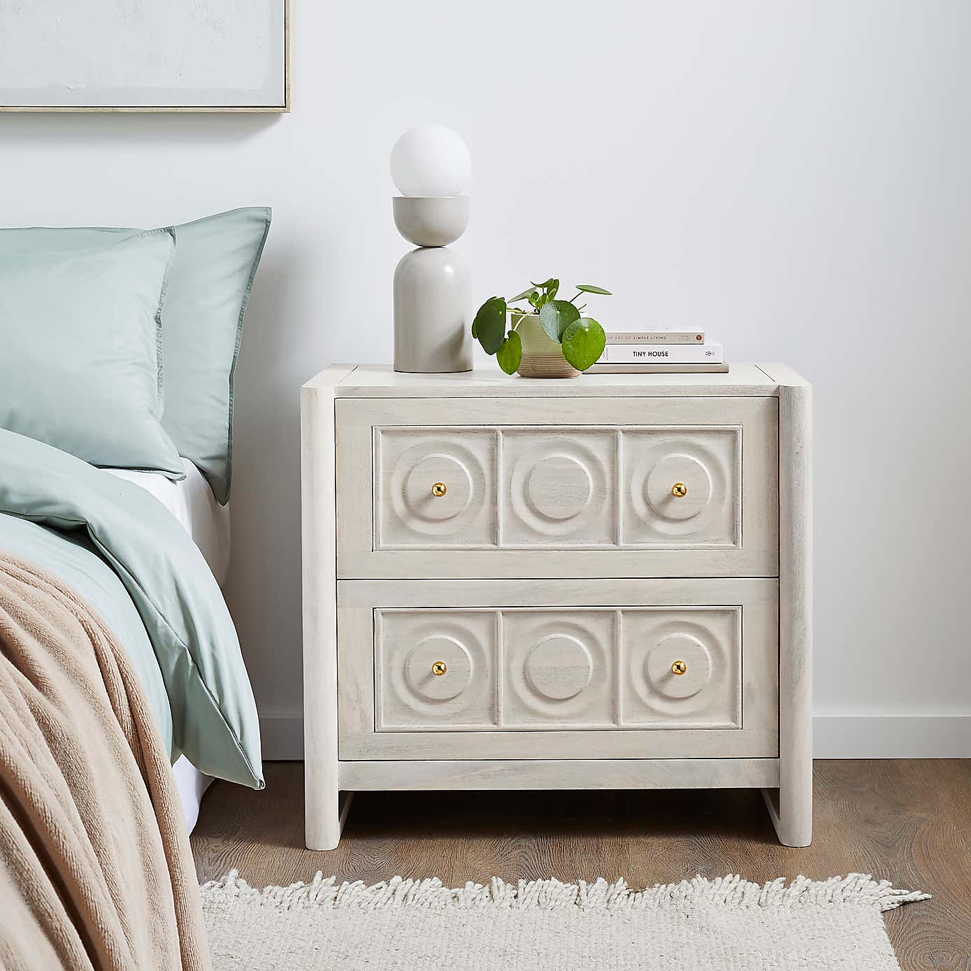 Theodore 2 Drawer Wide Bedside Table