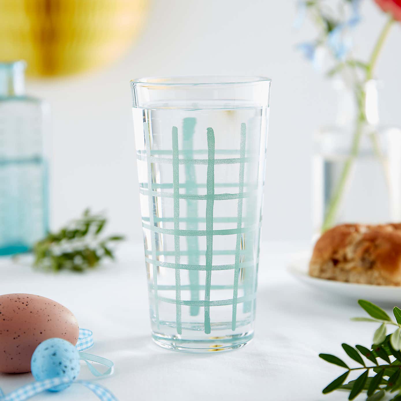 Checked Decal Highball Glass
