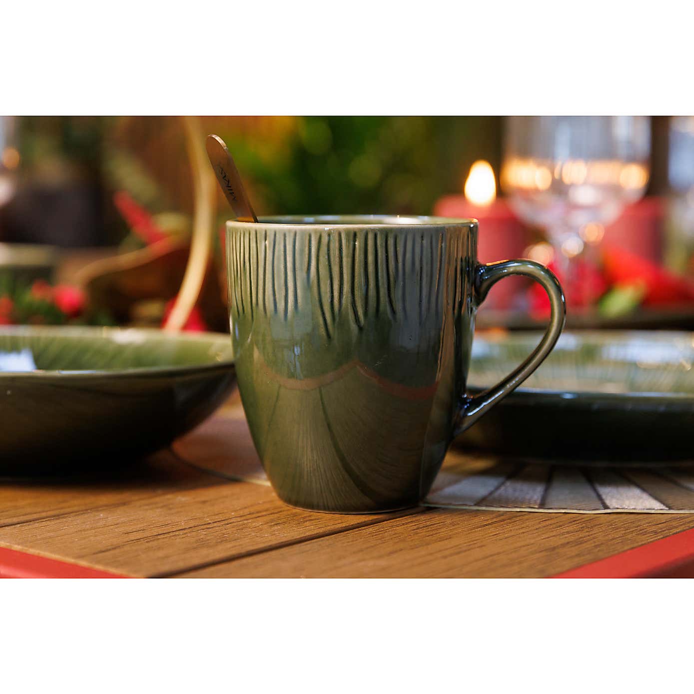 Mikasa Jardin Set of 4 Green Stoneware Mugs