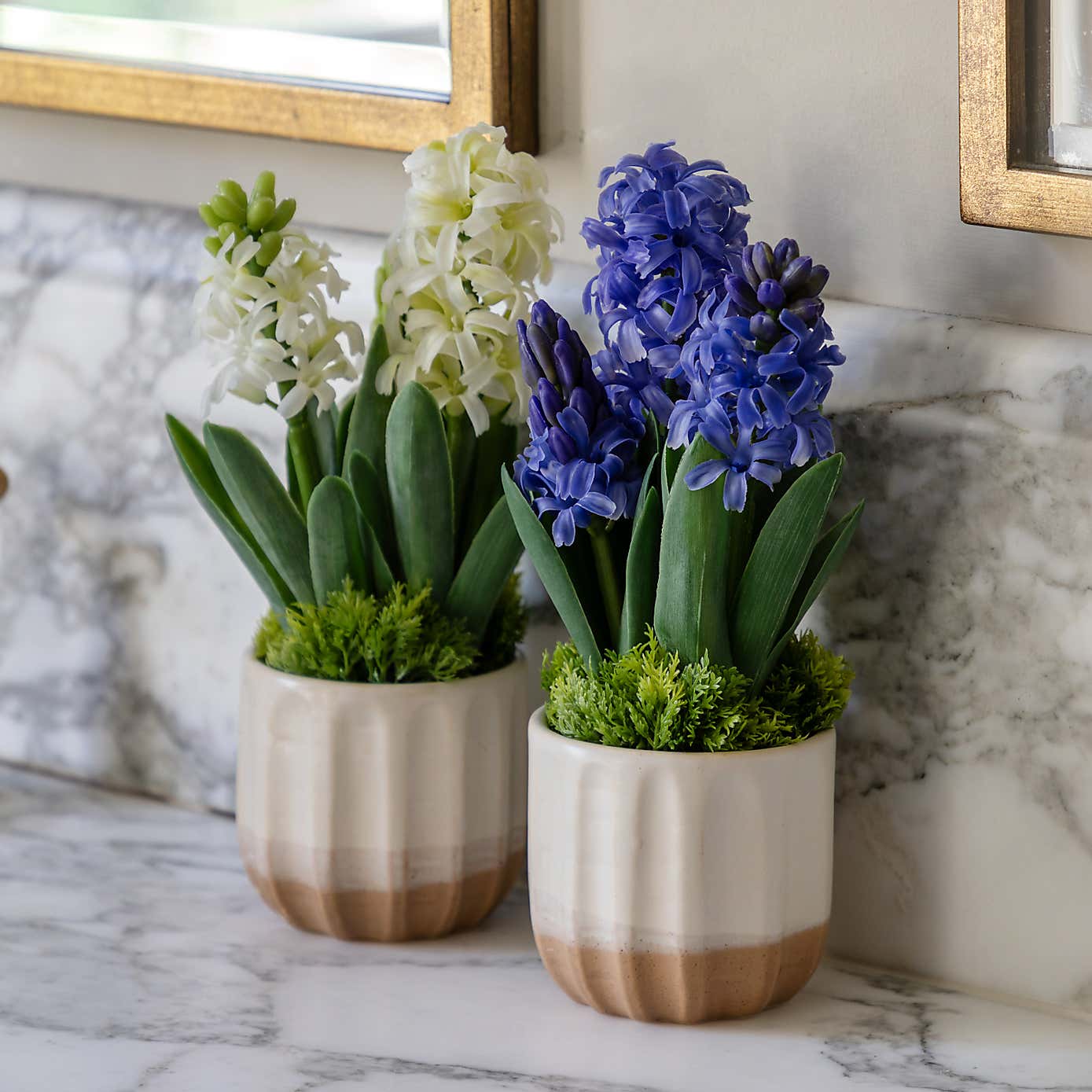 Set of 2 Artificial Purple Hydrangea in Ceramic Pots