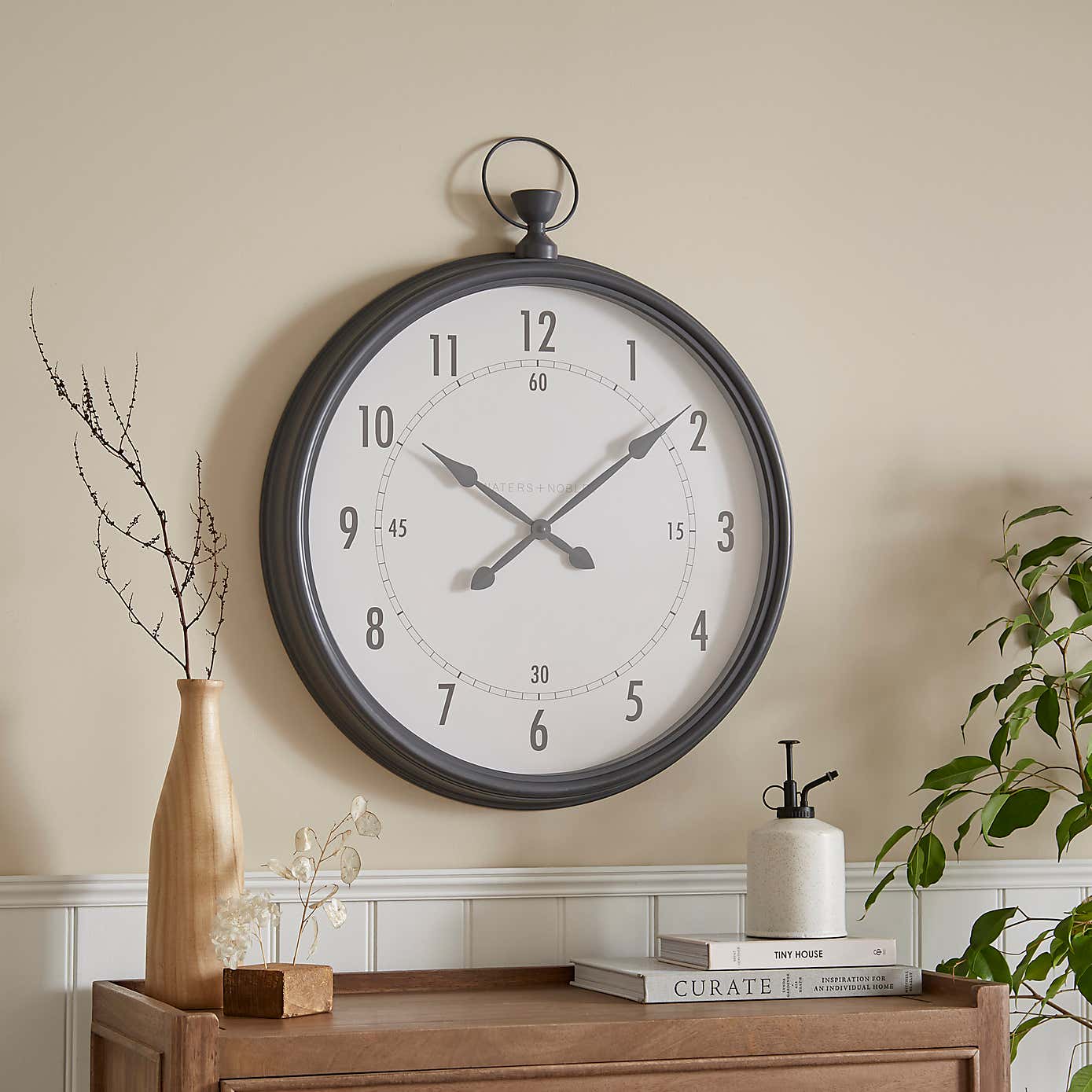 Pewter Vintage Pocket Watch Indoor Outdoor Wall Clock