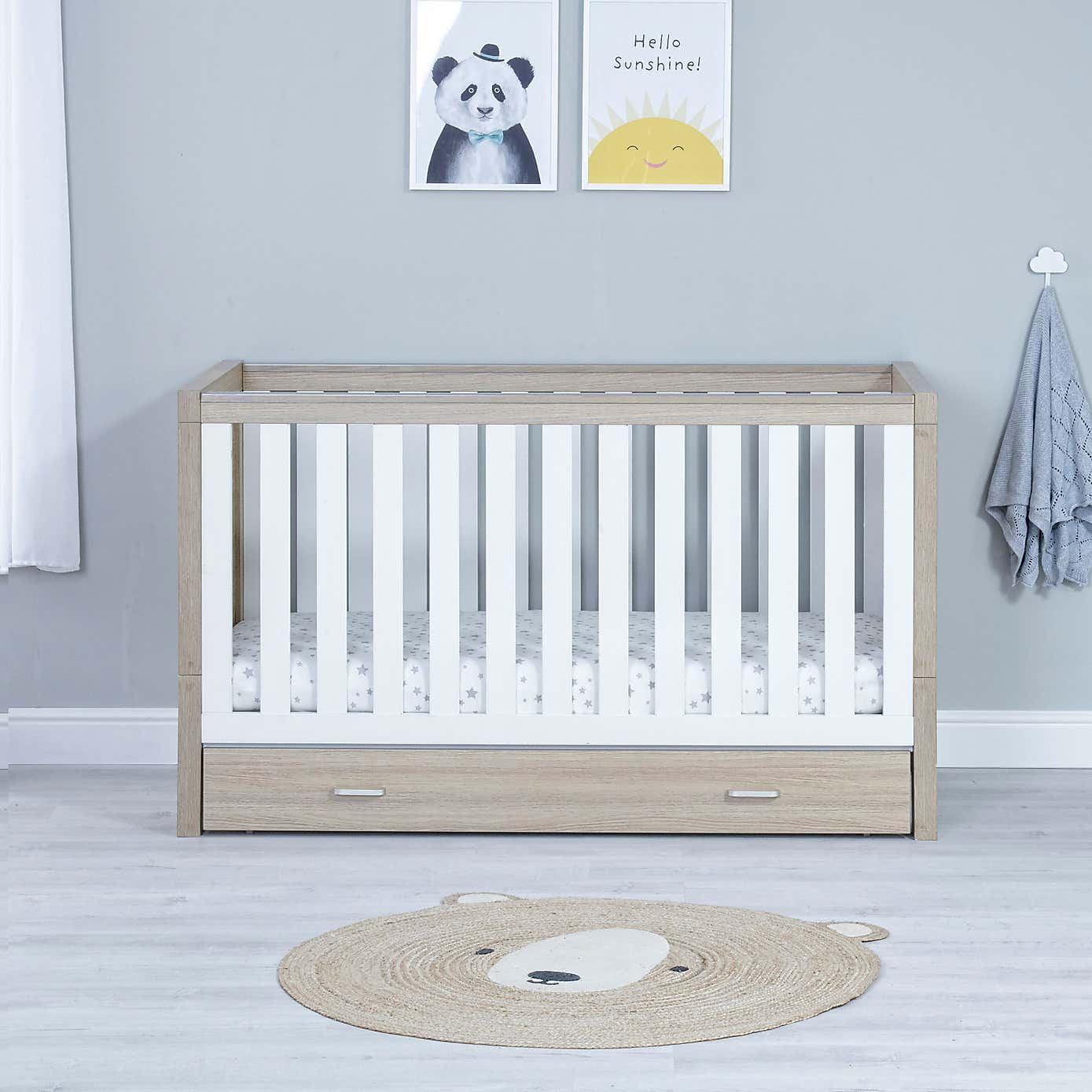 Babymore Luno Cot Bed with Drawer