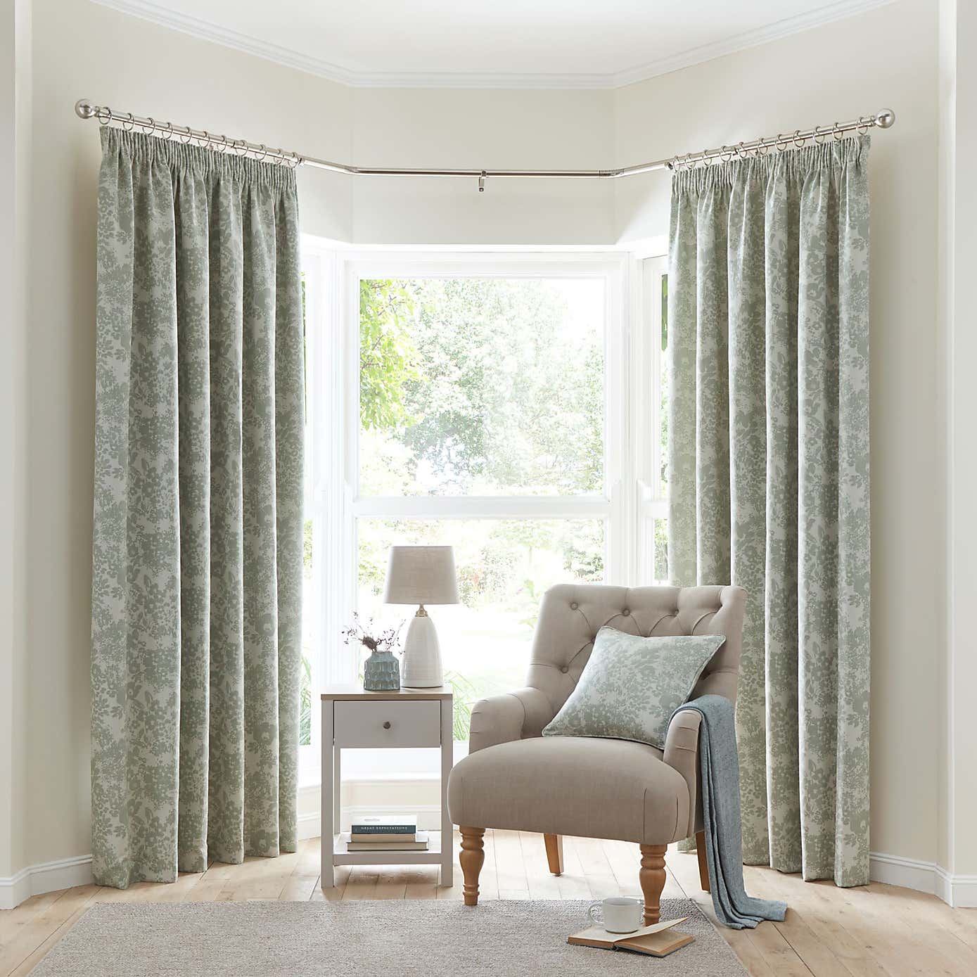 Sofia Floral Pencil Pleat Curtains