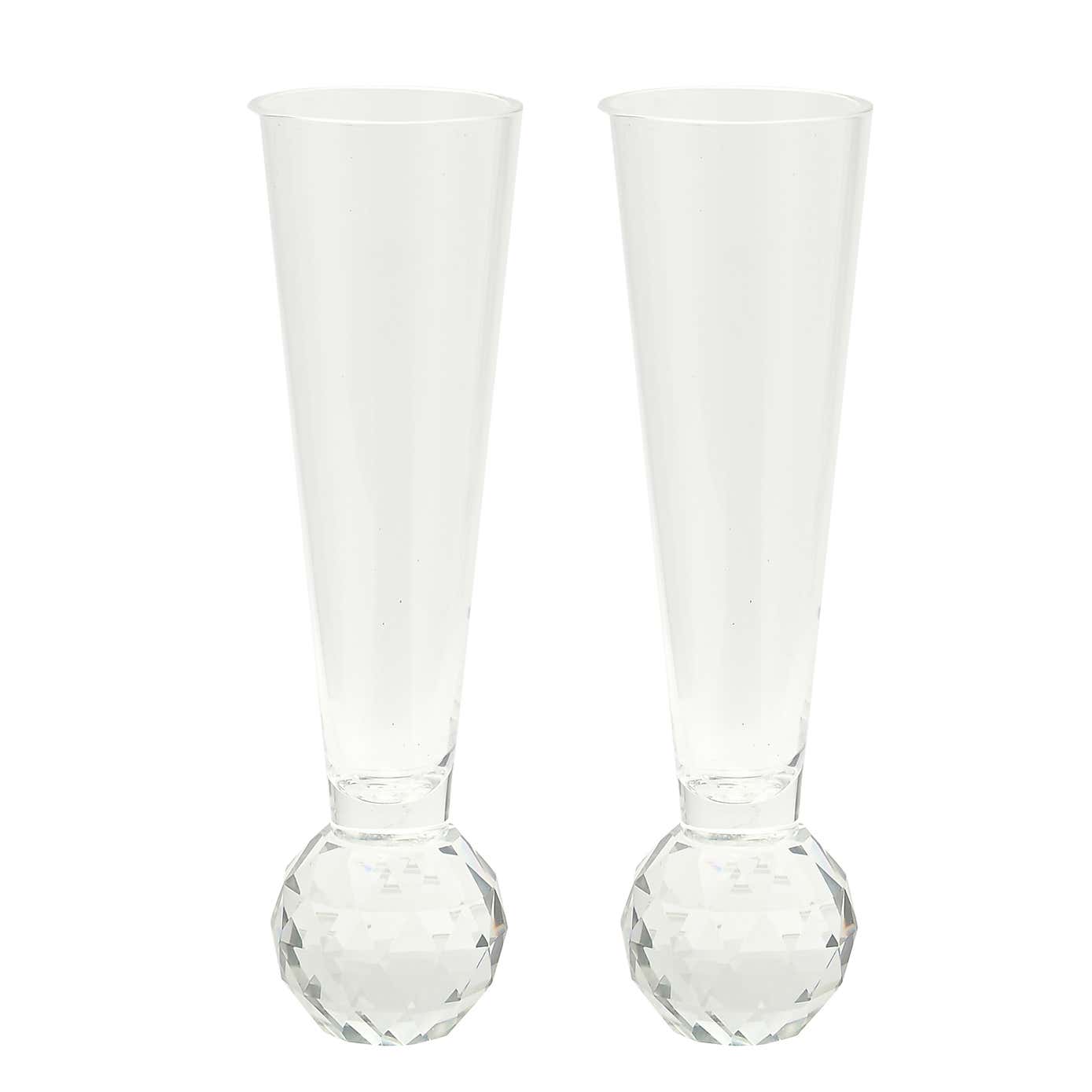 Hestia Set of 2 Ribbed Flute Glasses with Diamond Ball Base