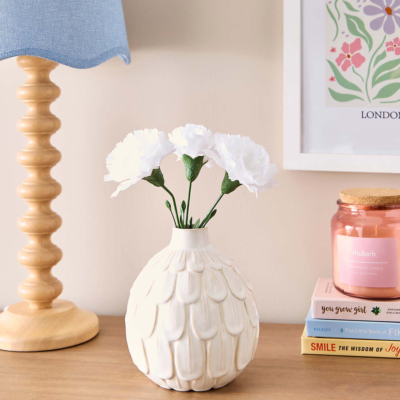Artificial White Carnation Posy