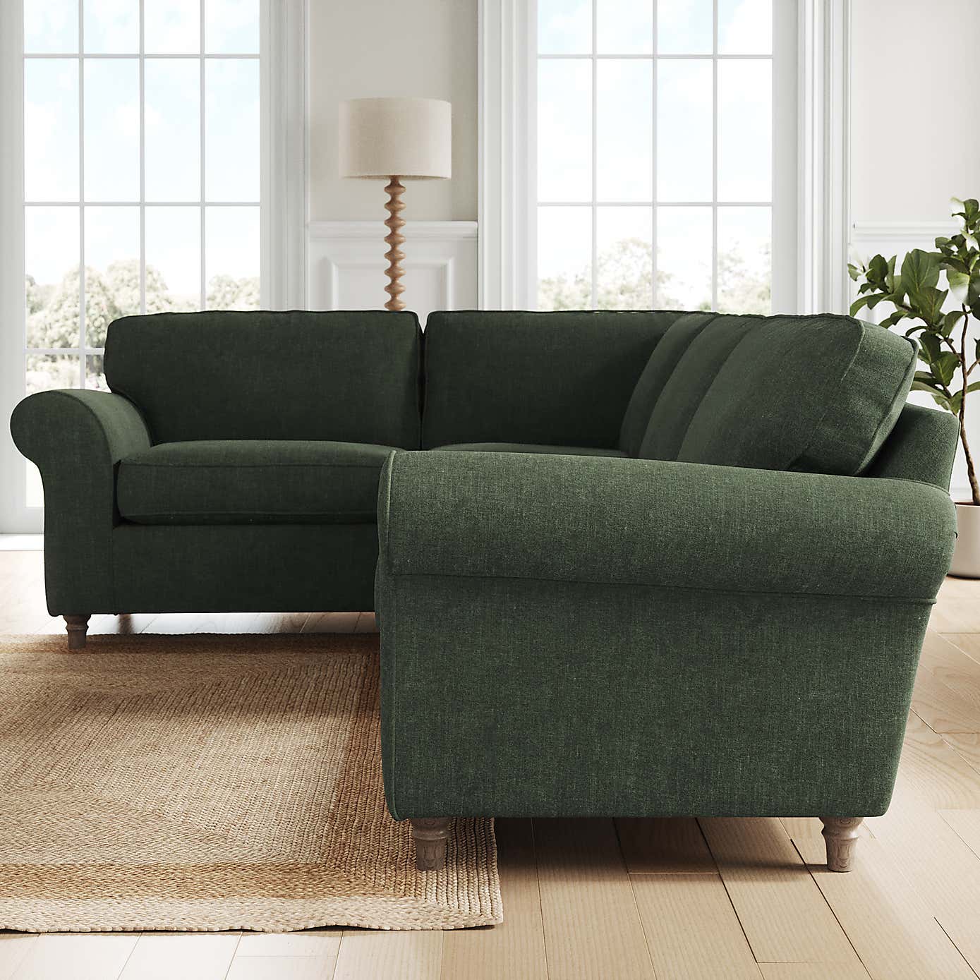 Flori Corner Sofa, Tonal Plush Chenille
