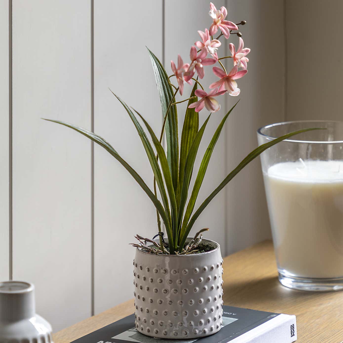 Artificial Pink Orchid in Ceramic Pot