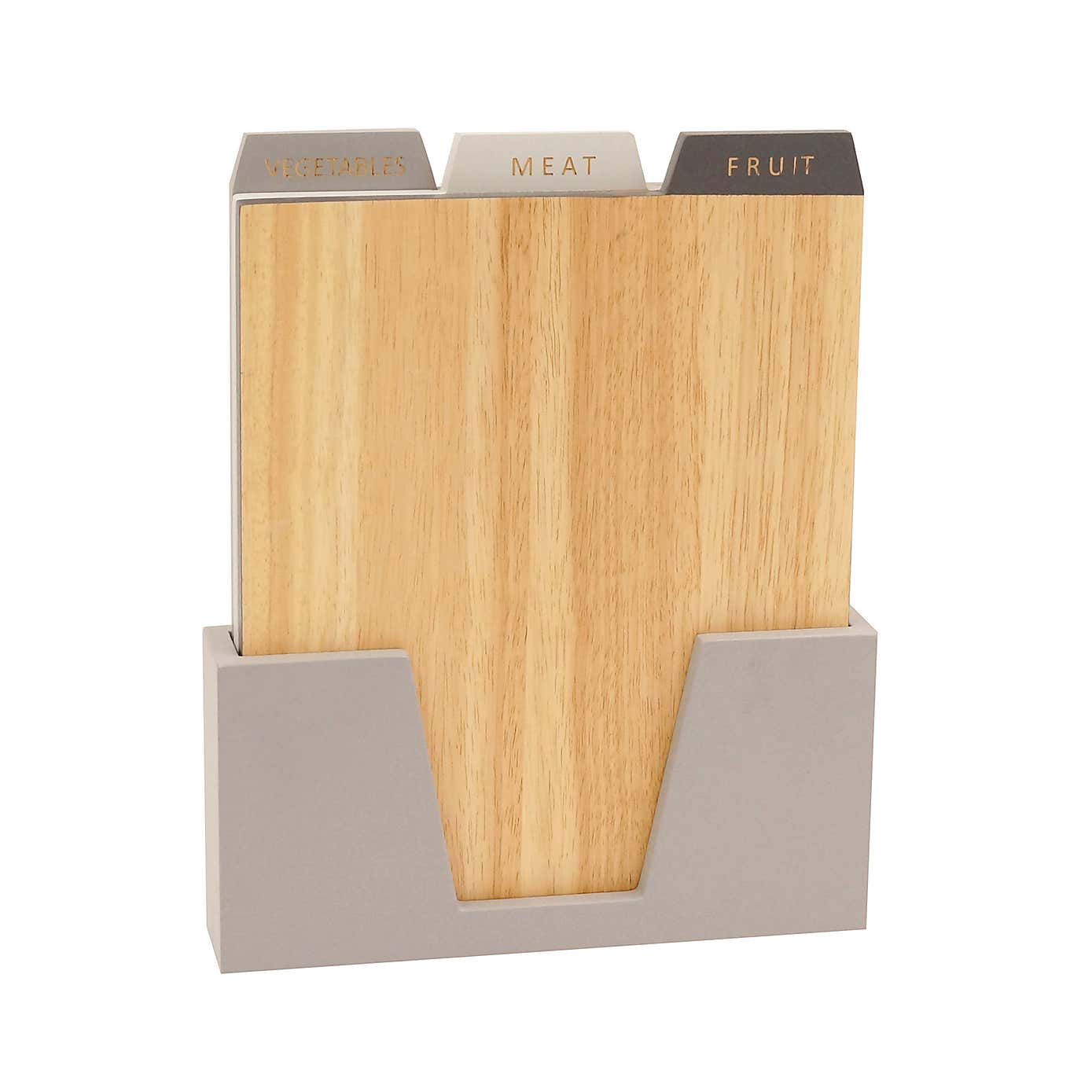 Set of 3 Wooden Chopping Boards in Stand