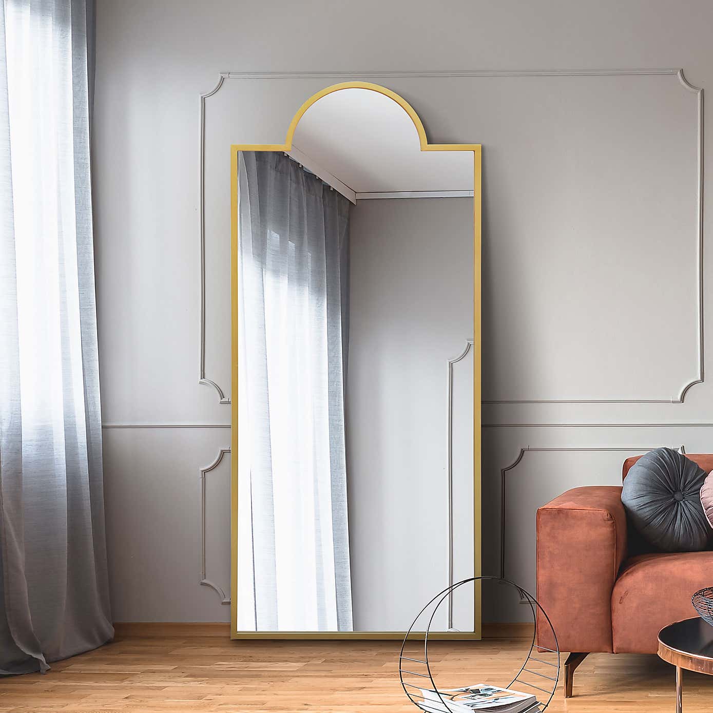 The Zenestra modern Rectangle Leaner Outdoor Garden Mirror