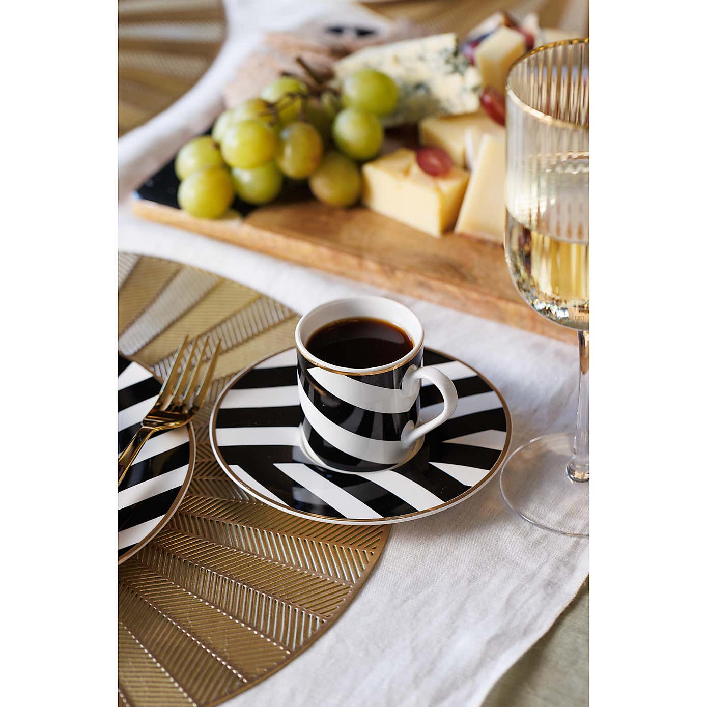Mikasa Luxe Deco Stripe Espresso Cups and Saucers