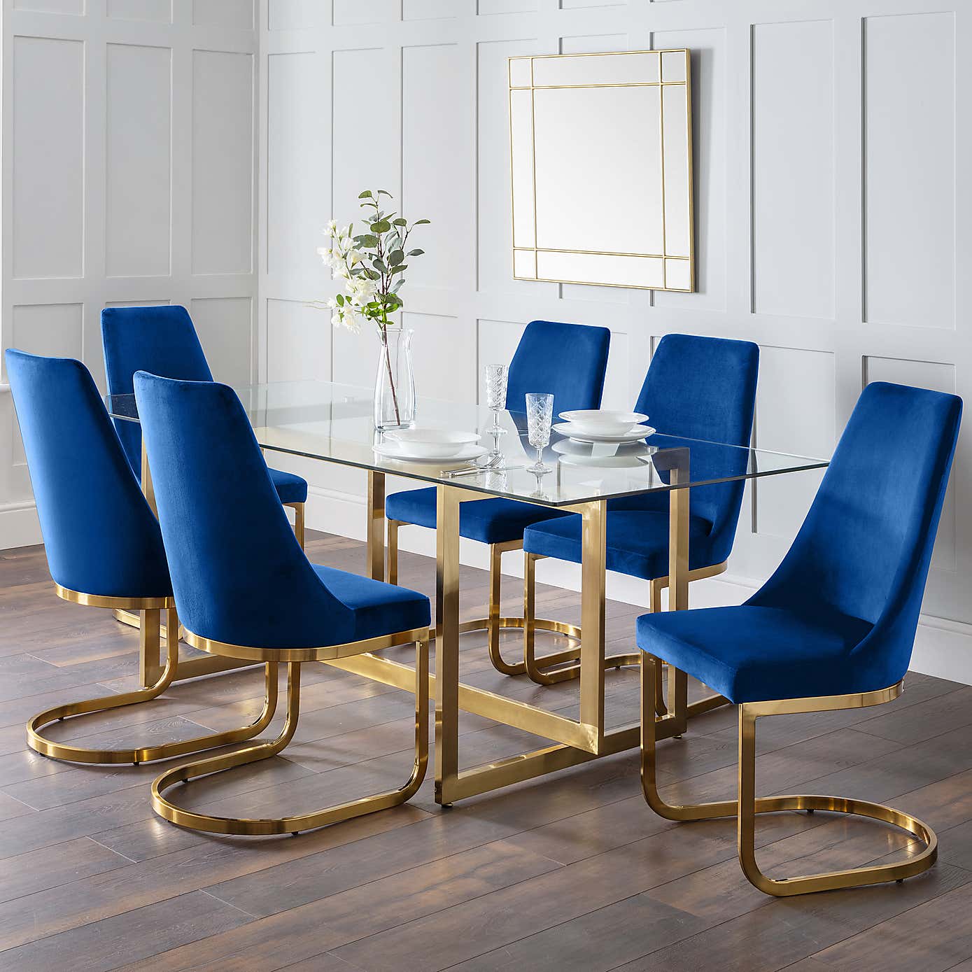 Minori Rectangular Glass Dining Table