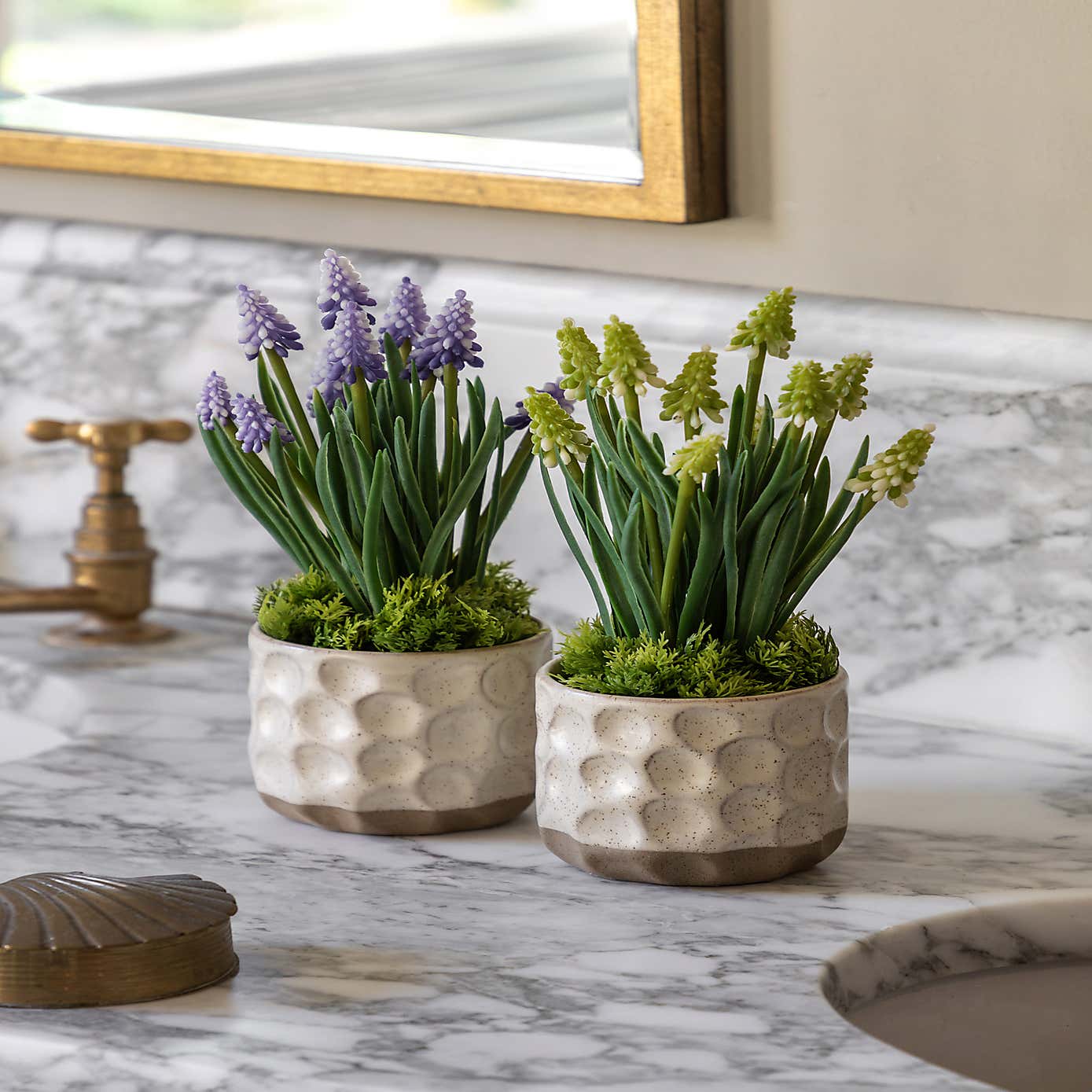 Set of 2 Artificial Hydrangea in Ceramic Pots