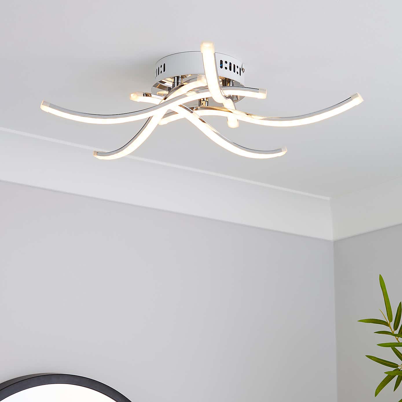 Layla 5 Light Integrated LED Chrome Semi-Flush Ceiling Fitting