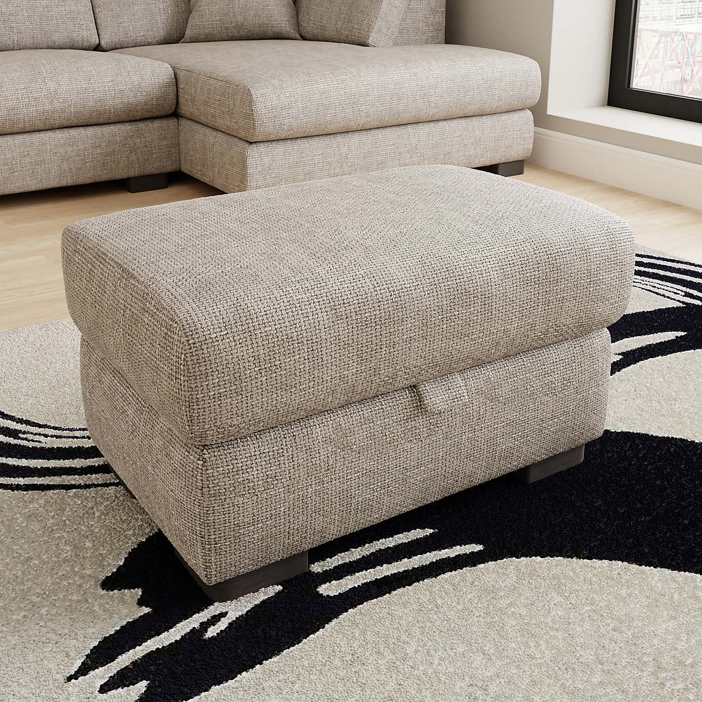 Carson Chunky Chenille Left Hand Facing U-Shaped Sofa with Detachable Footstool