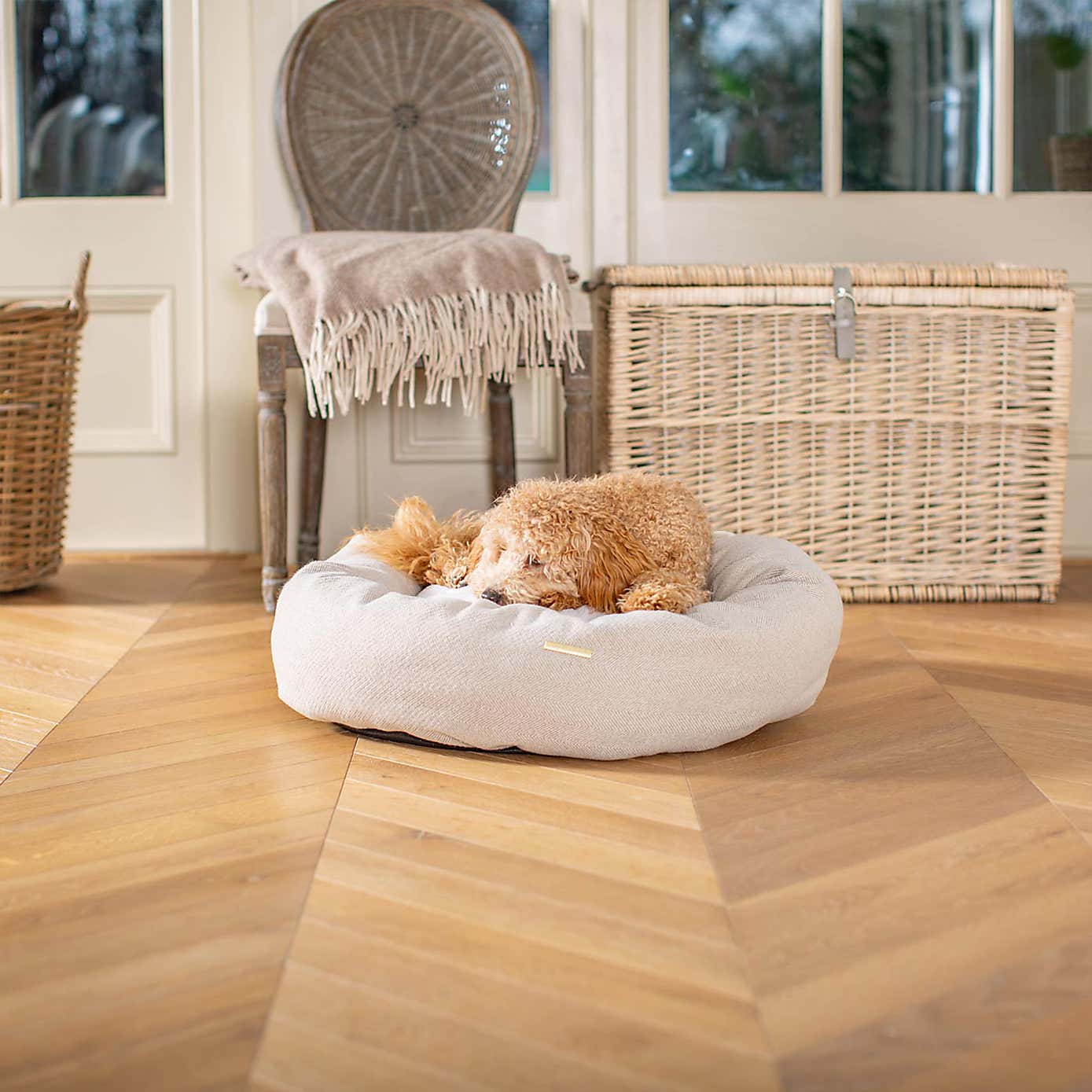 Lords and Labradors Herringbone Donut Dog Bed