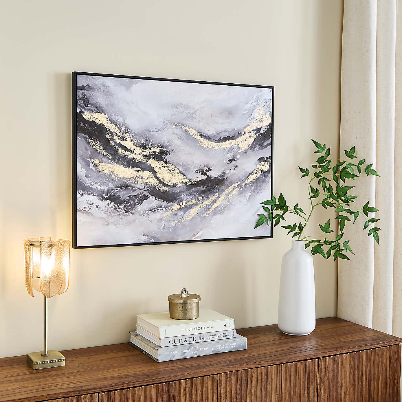 Luxe Gold Foil Abstract Framed Canvas