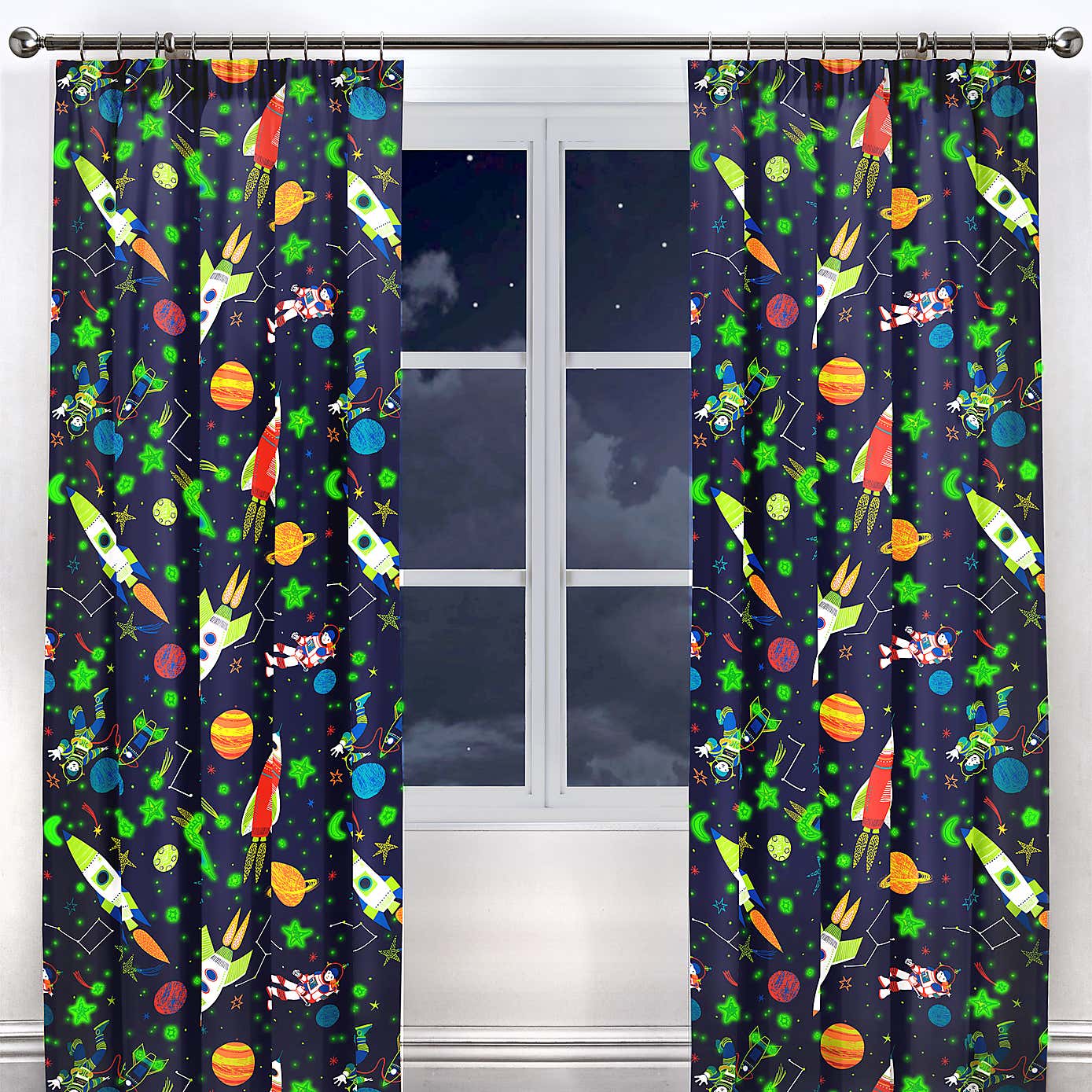 Supersonic Space Glow in the Dark Curtains